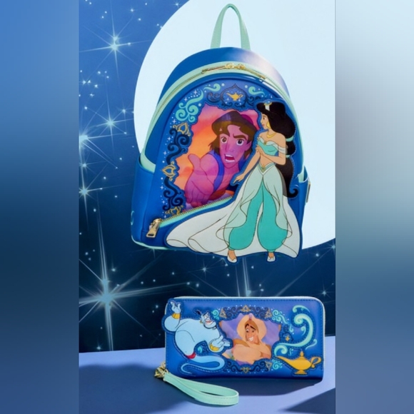 Loungefly Disney Aladdin Jasmine Lenticular Portrait Mini Backpack,wallet& Charm - Picture 6 of 17